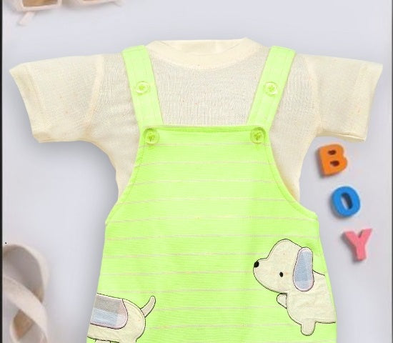 Pompidou Printed half Sleeves Dungree For Baby Boys