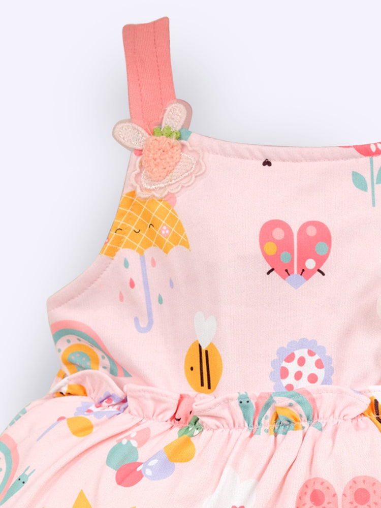 Infant Girls Print Pure Cotton Fit & Flare Dress