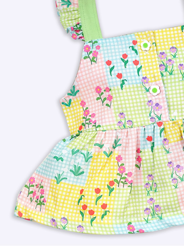 Baby's Day Shoulder Straps Printed Top & Shorts