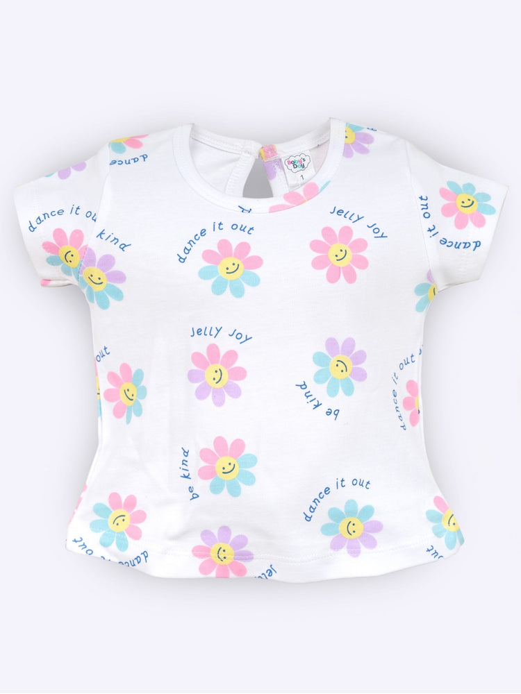 BABY'S DAY Printed Cotton Dungaree With T-Shirt