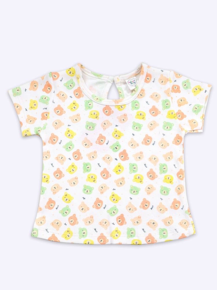 Infant Girls Cotton Dungaree With Half Sleeve Top