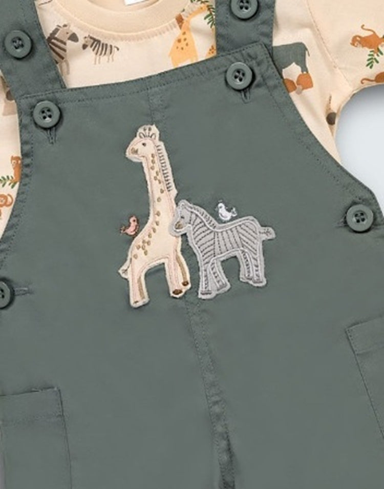 Pompidou Full Sleeves Dungree For Baby Boys