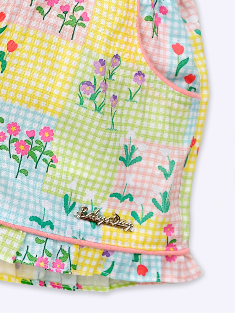 Baby's Day Shoulder Straps Printed Top & Shorts