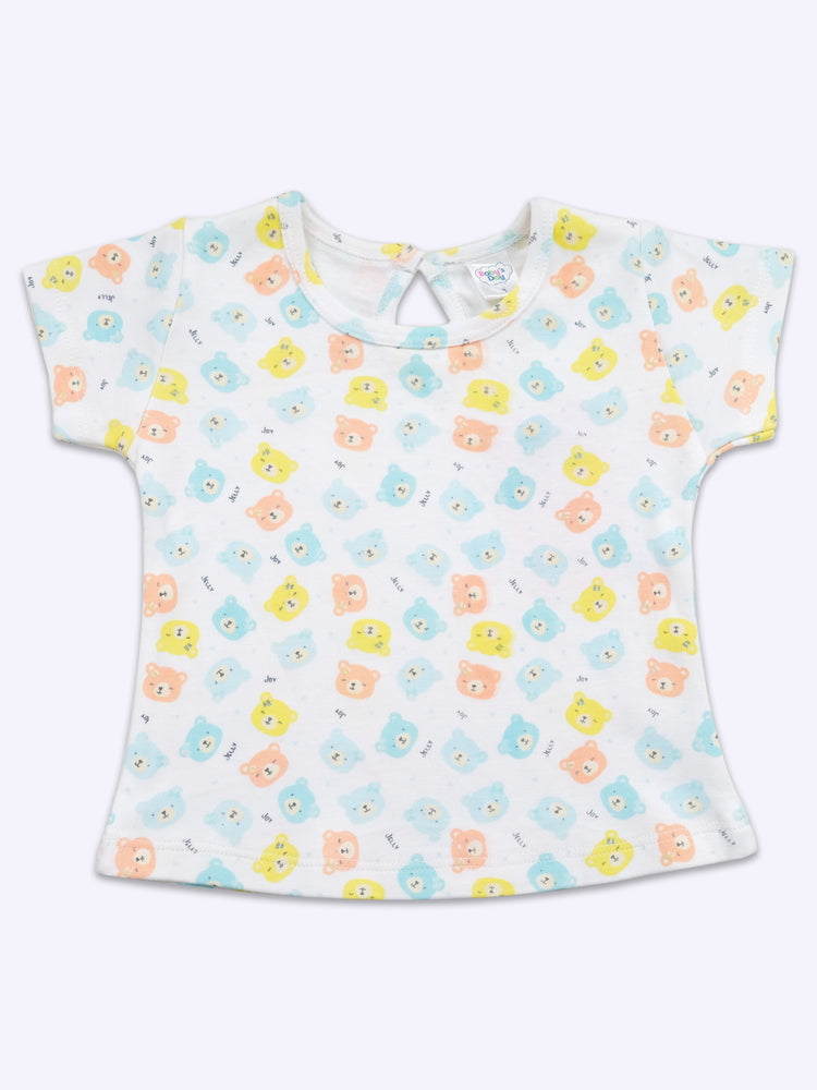 Infant Girls Cotton Dungaree With Half Sleeve Top