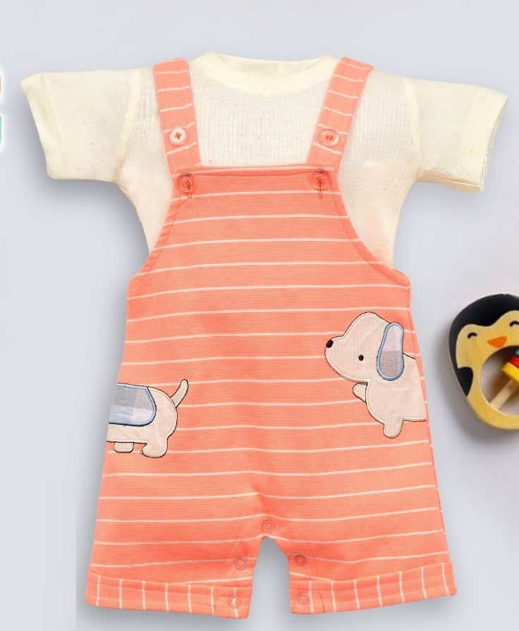 Pompidou Printed half Sleeves Dungree For Baby Boys