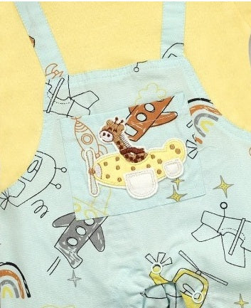 Pompidou Printed Romper Jacket Set For Baby Boys