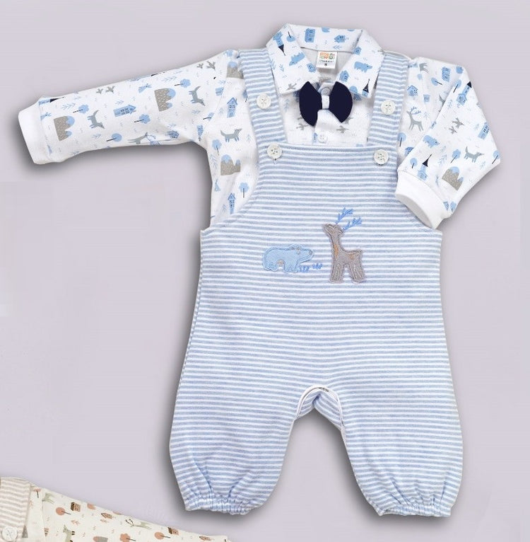 Pompidou Full Sleeves Dungree Set For Baby Boys