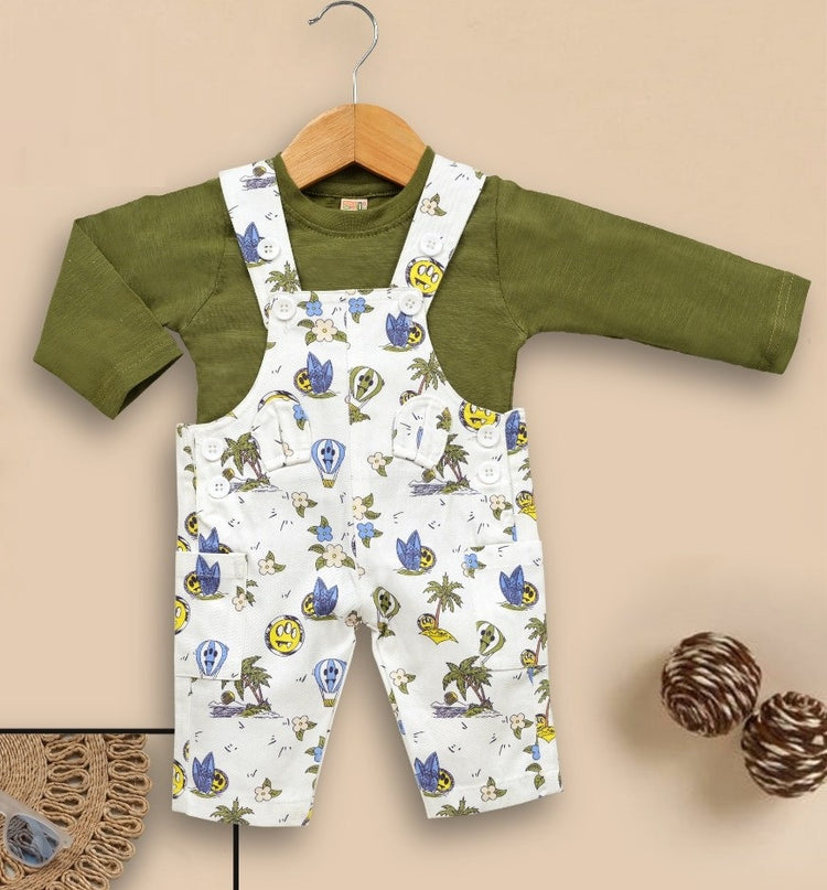 Pompidou Full Sleeves Dungree For Baby Boys