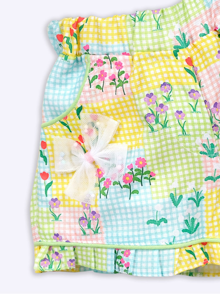 Baby's Day Shoulder Straps Printed Top & Shorts