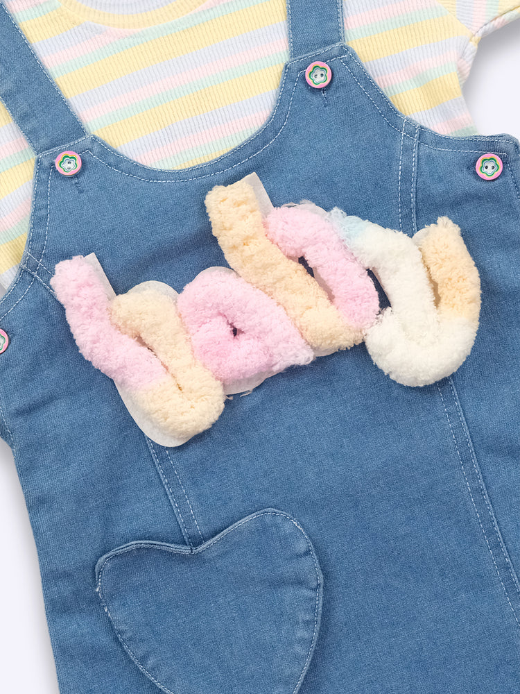 KETIMINI Dungaree For Baby Girls Striped Cotton Blend