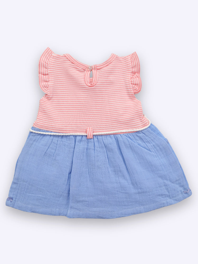 KIKO Infant Girls Striped Applique Fit & Flare Dress
