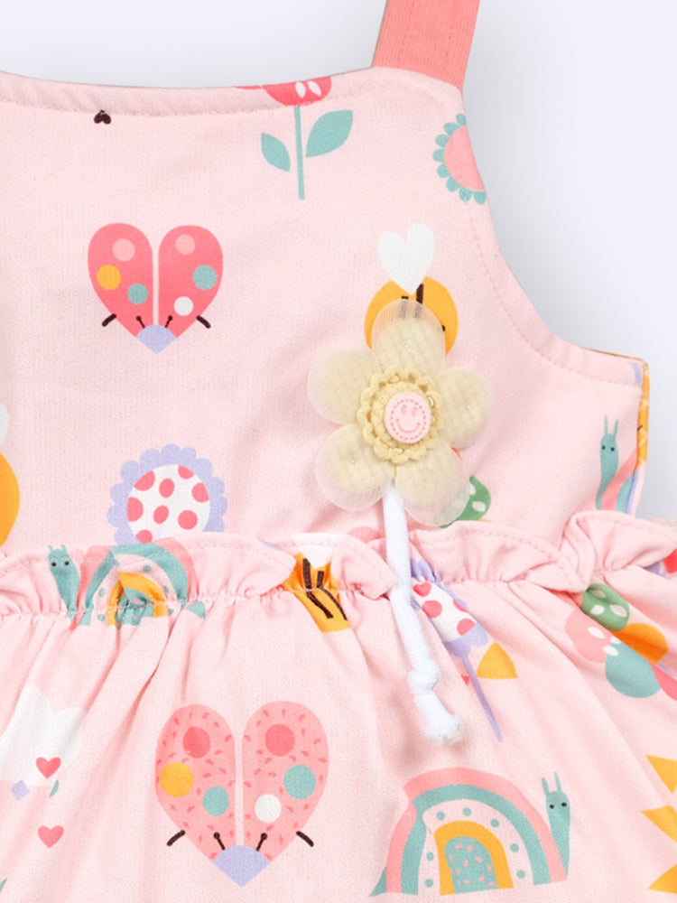 Infant Girls Print Pure Cotton Fit & Flare Dress