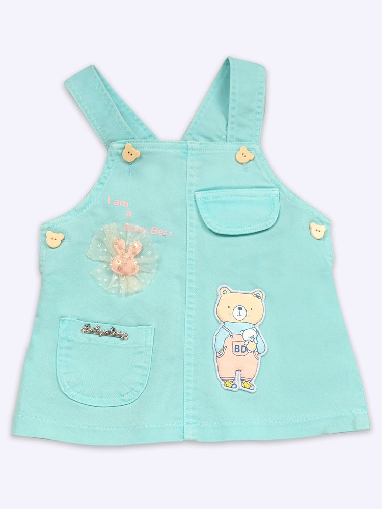 Infant Girls Cotton Dungaree With Half Sleeve Top