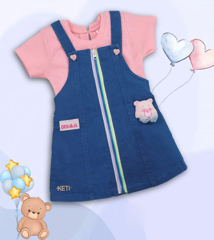 Keti Mini Denim A-line Dungaree with Basic Top