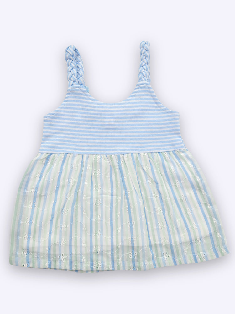 KIKO Pure Cotton Round Neck Fit & Flare Dress