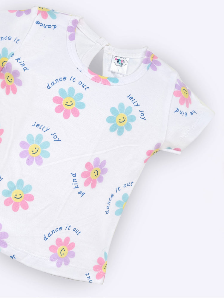 BABY'S DAY Printed Cotton Dungaree With T-Shirt