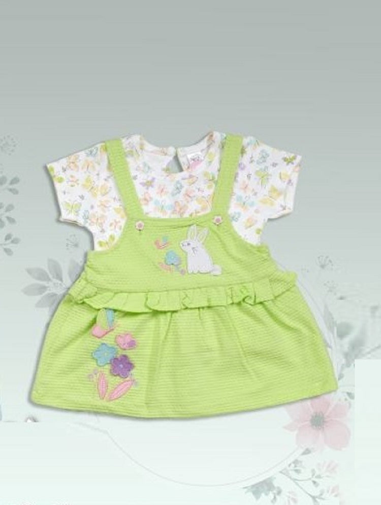 Infant Floral Printed Top with Dungaree with Panty