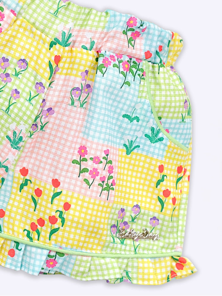 Baby's Day Shoulder Straps Printed Top & Shorts