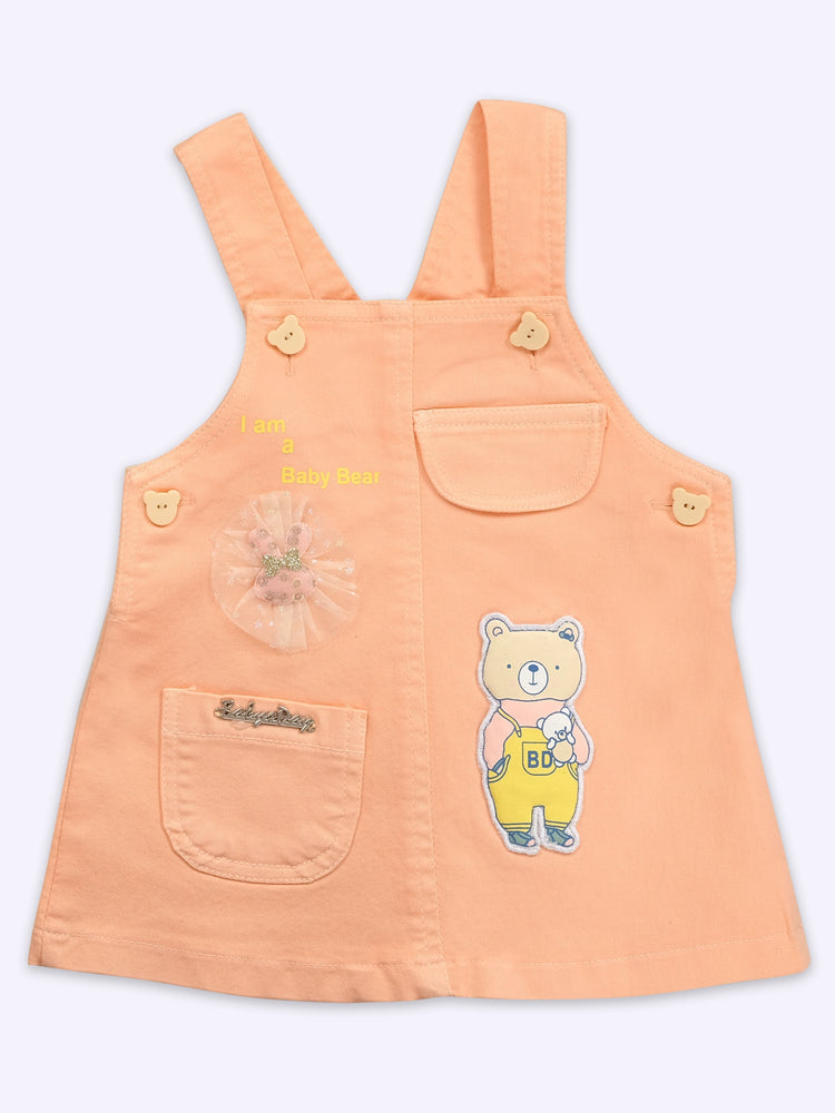 Infant Girls Cotton Dungaree With Half Sleeve Top