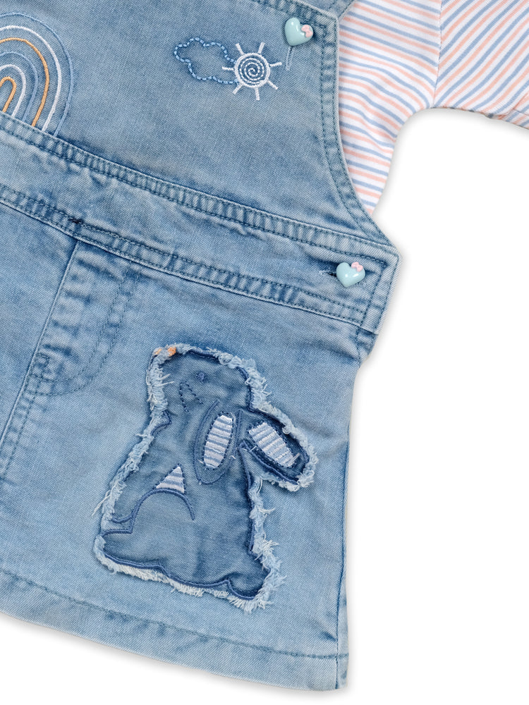 BABY'S DAY Denim Dungaree With T-Shirt With Panty