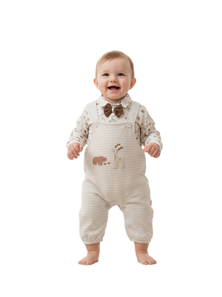 Pompidou Full Sleeves Dungree Set For Baby Boys