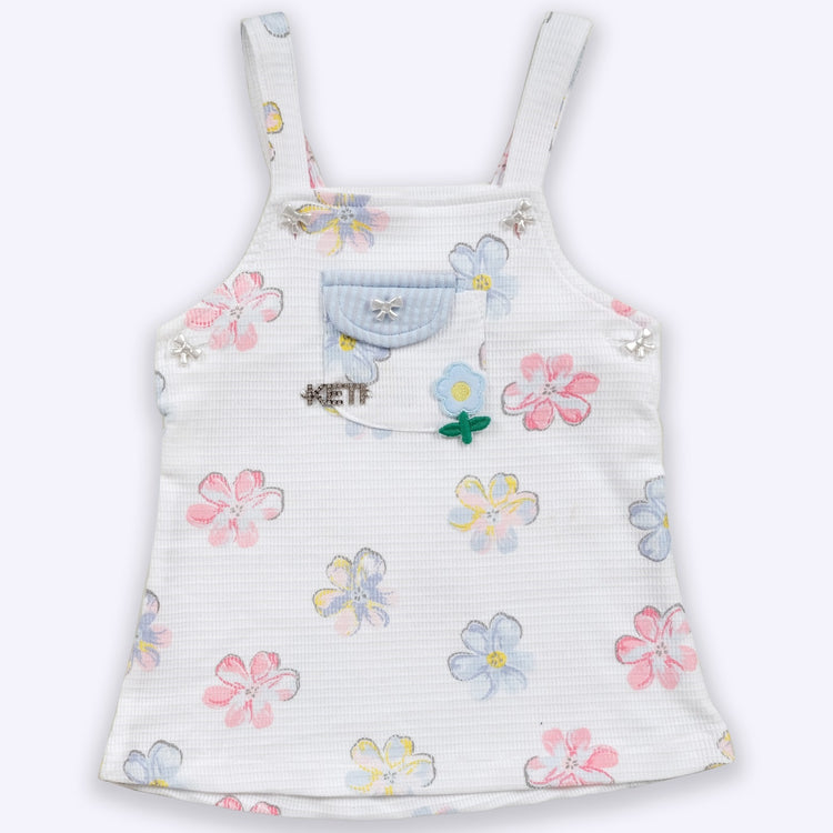 KETI MINI Baby Girls Cotton Dungaree and Top Set