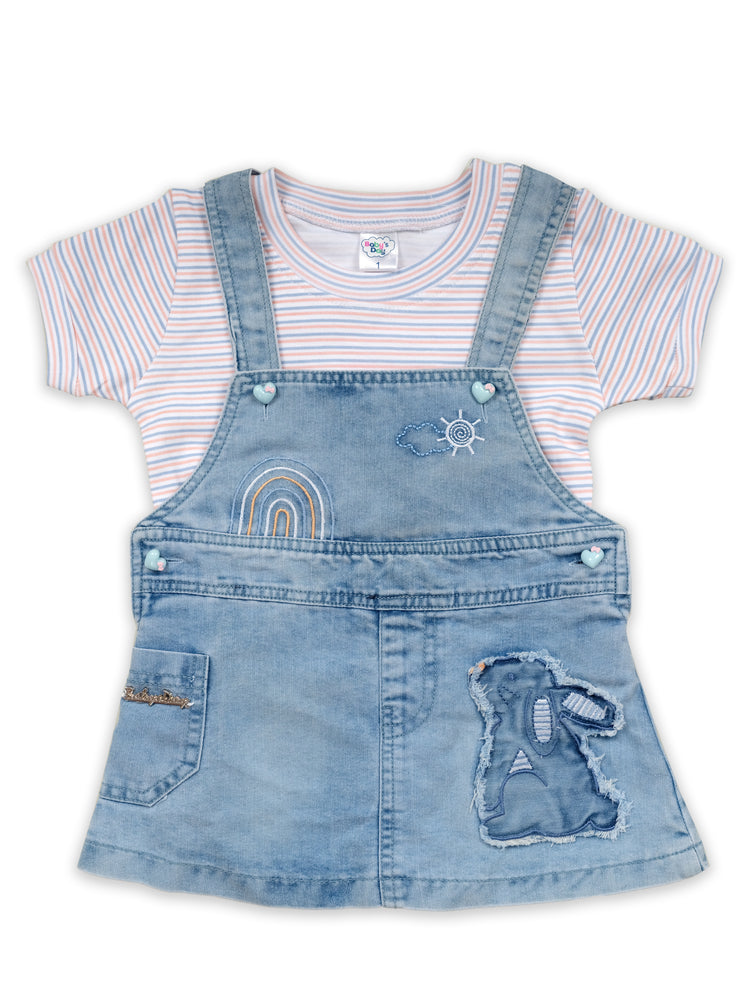 BABY'S DAY Denim Dungaree With T-Shirt With Panty