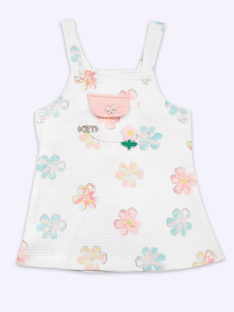 KETI MINI Baby Girls Cotton Dungaree and Top Set