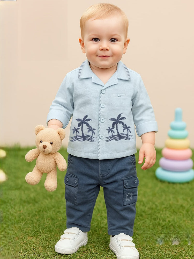 TINY TUX Collar Shirt and Pant Clothing Set