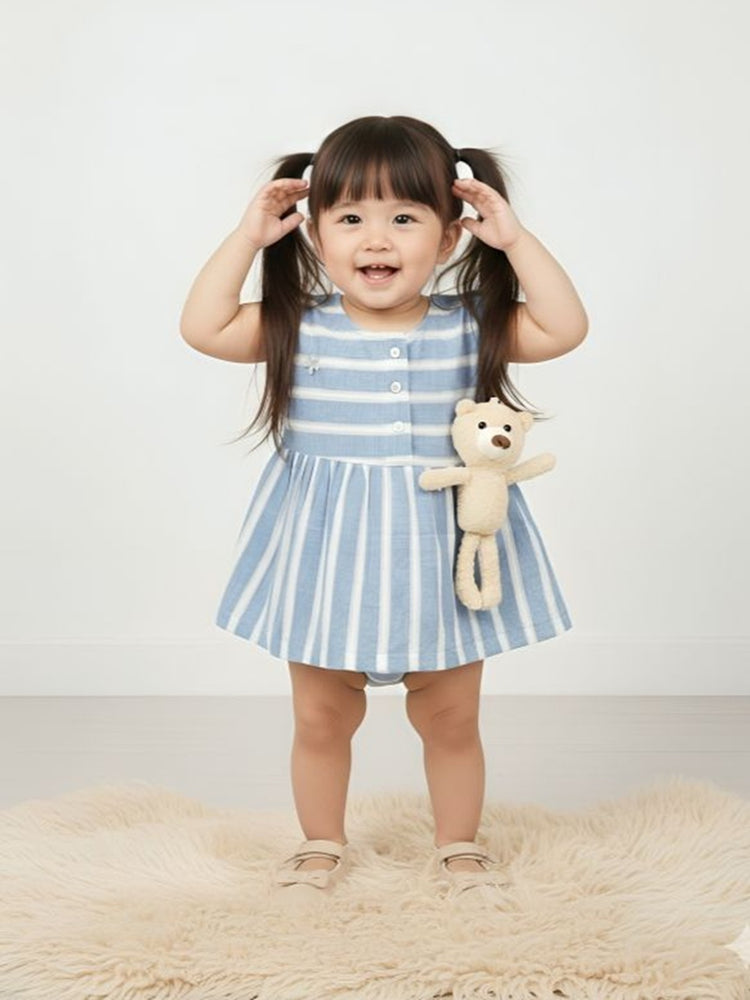 JELLY JOY Baby Girls Striped Cotton A-Line Dress