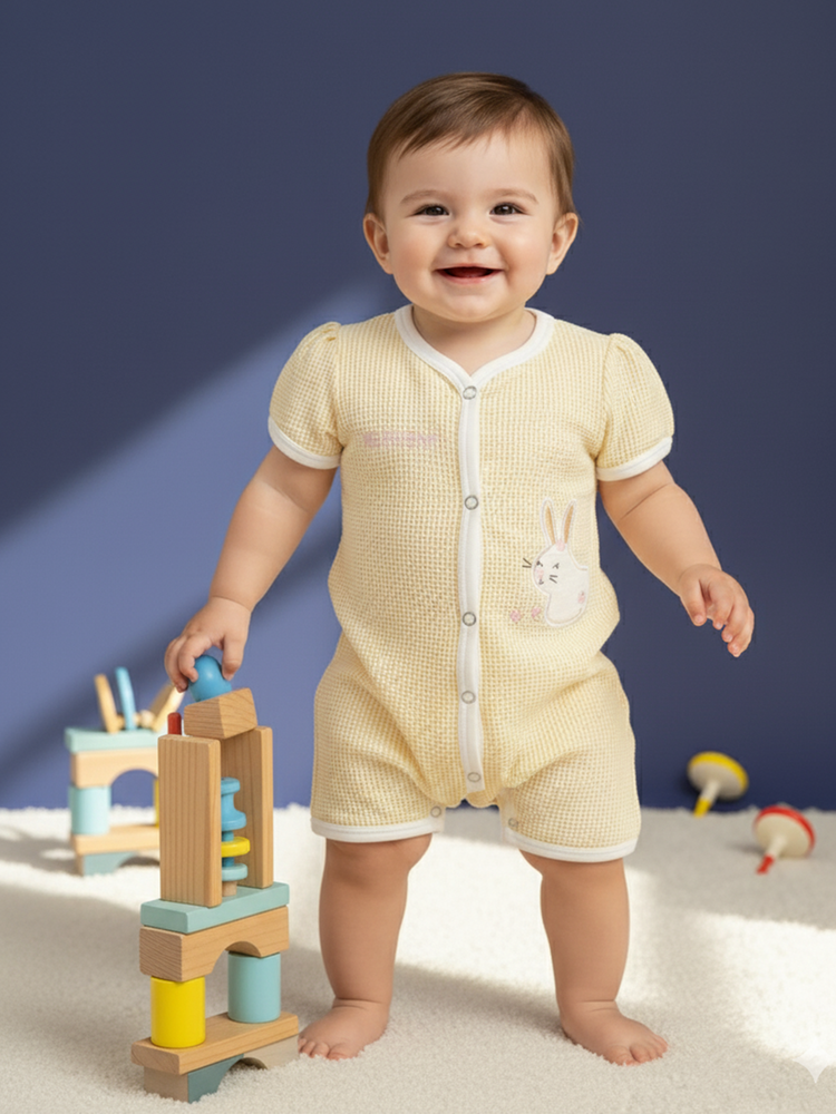 JELLY JOY Infant Girls Self Design Cotton Rompers