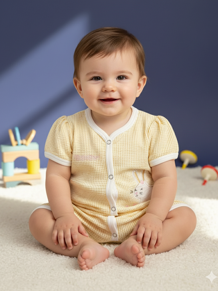 JELLY JOY Infant Girls Self Design Cotton Rompers