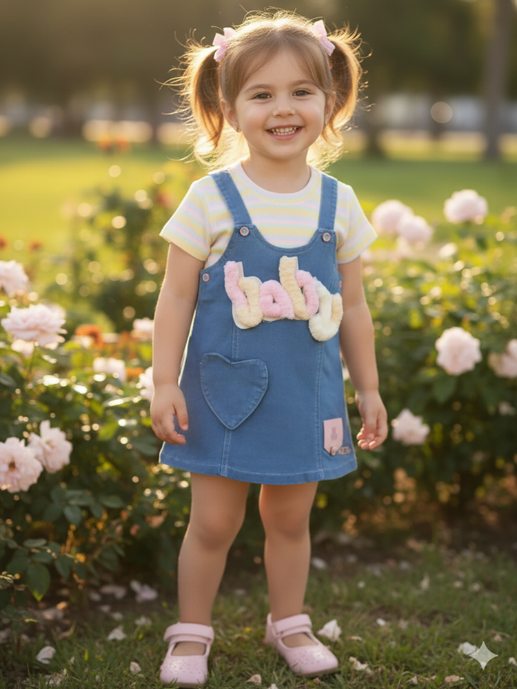 KETIMINI Dungaree For Baby Girls Striped Cotton Blend