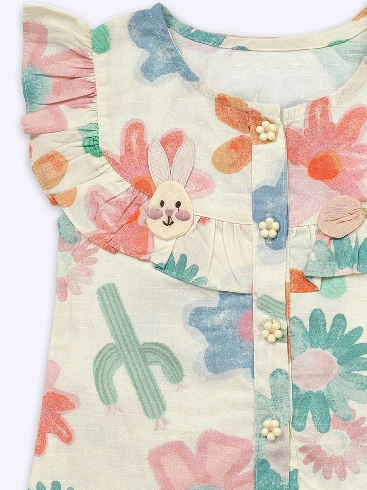 KETI MINI Floral Printed Sleeveless Top & Shorts Clothing Set