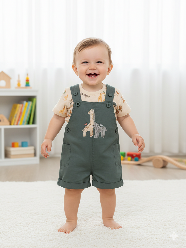 Pompidou Full Sleeves Dungree For Baby Boys