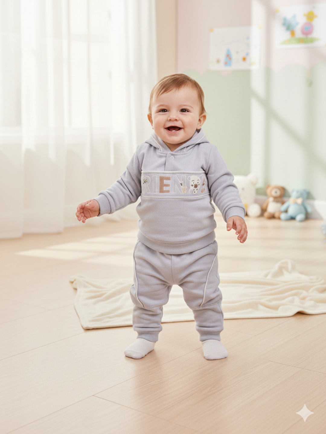 Baby Boys Casual Hooded Shirt with Pant