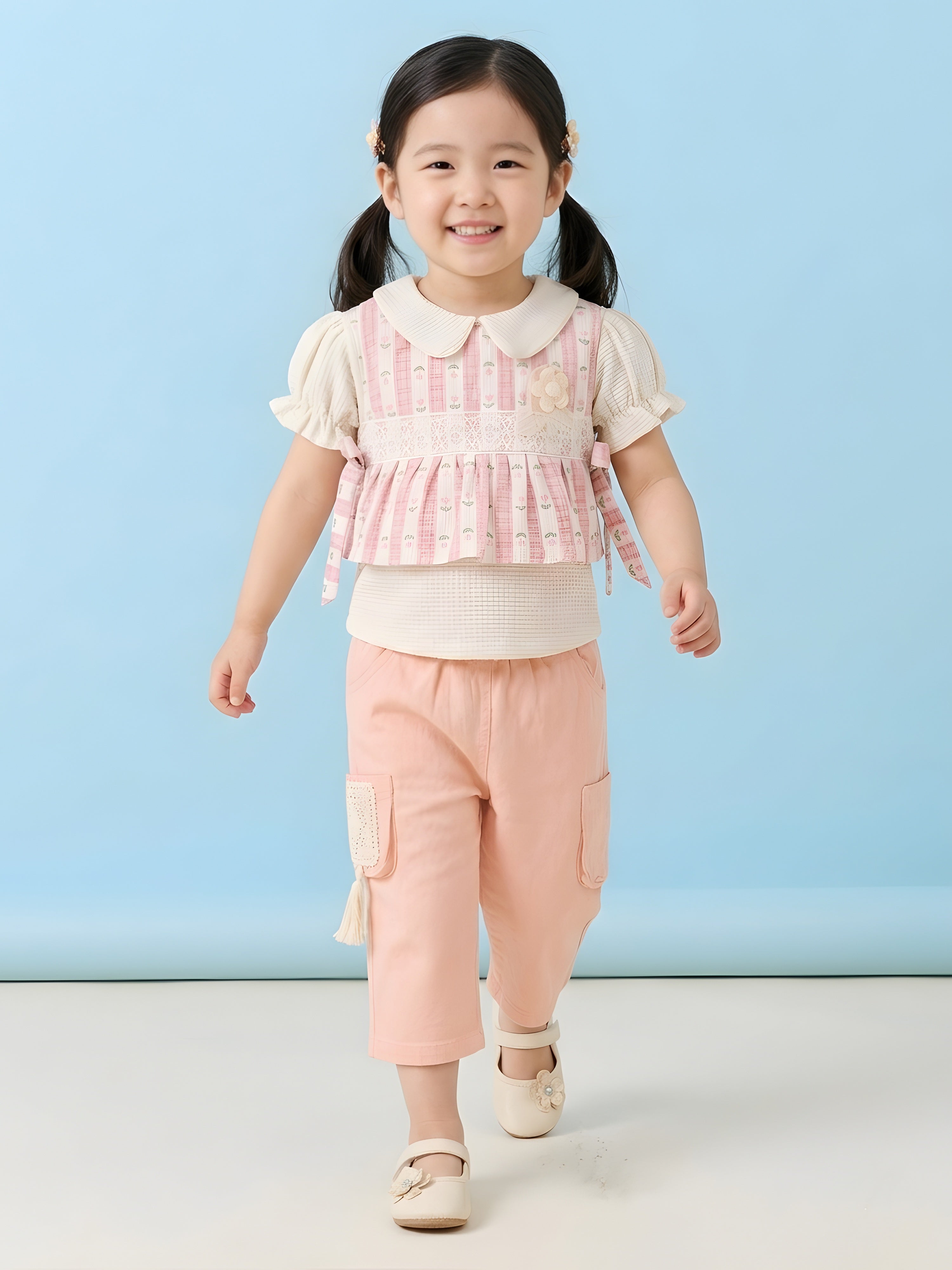 Girls Stylish Top & Capri Pant Set