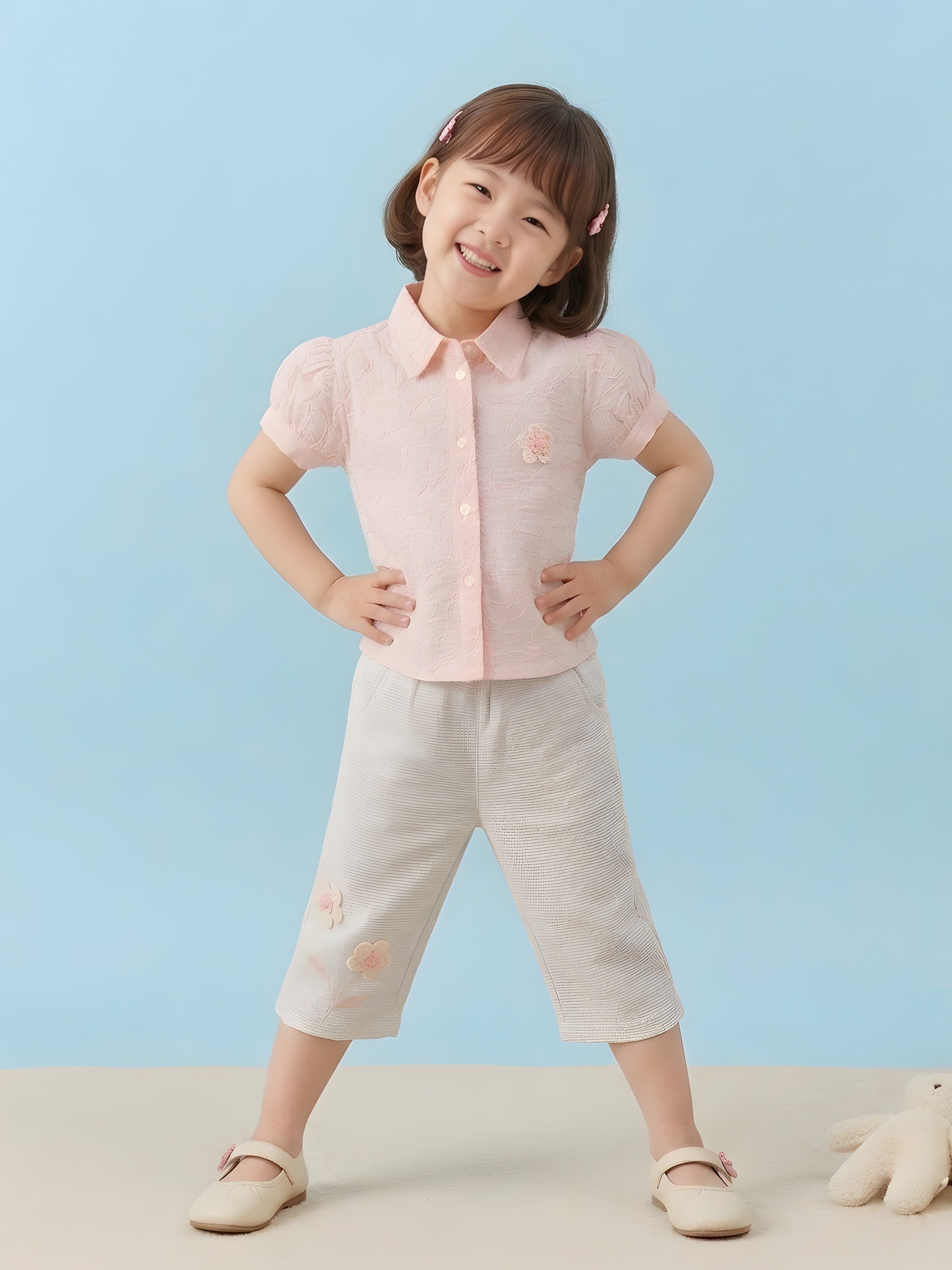 Girls Shirt Top & Capri Pants Set