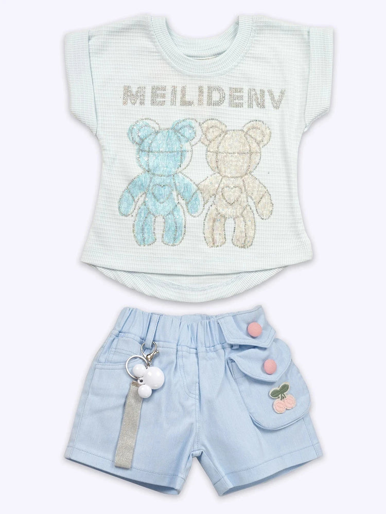 KETI MINI HD Printed Pure Cotton Top With Shorts Clothing Set