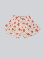 Girls’ Floral Ruffle Sleeve Top & Printed Shorts Set