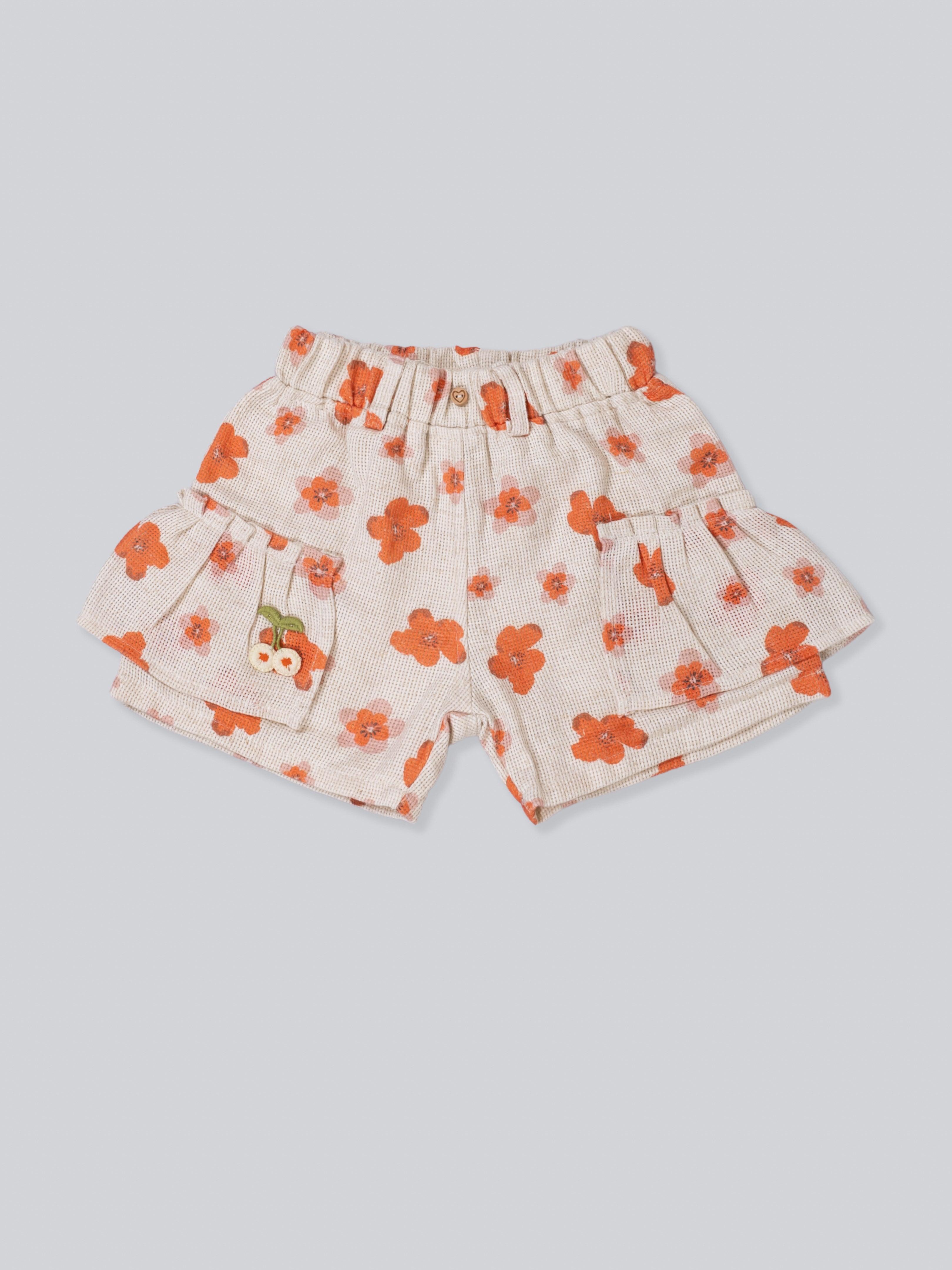 Girls’ Floral Ruffle Sleeve Top & Printed Shorts Set