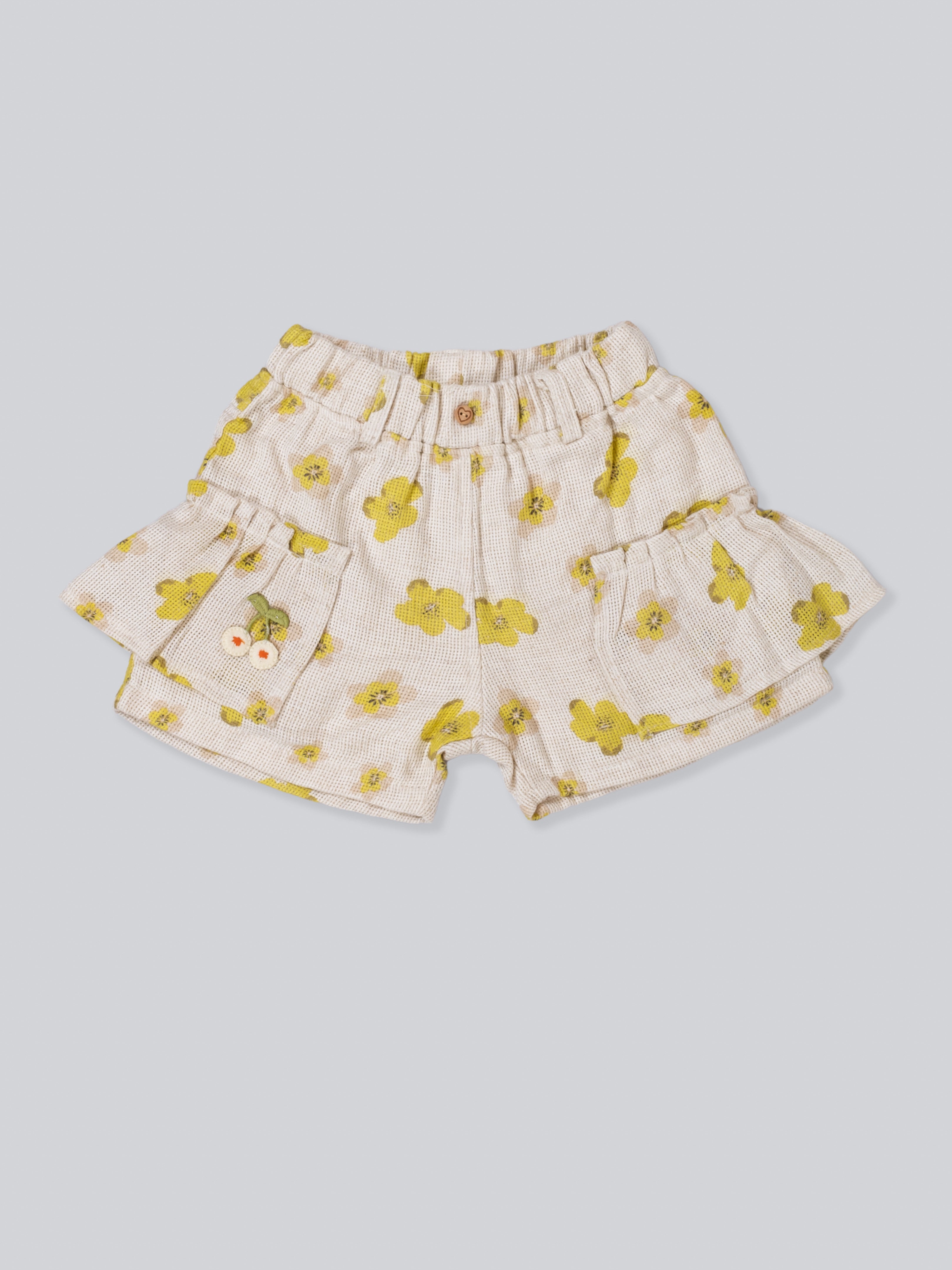 Girls’ Floral Ruffle Sleeve Top & Printed Shorts Set