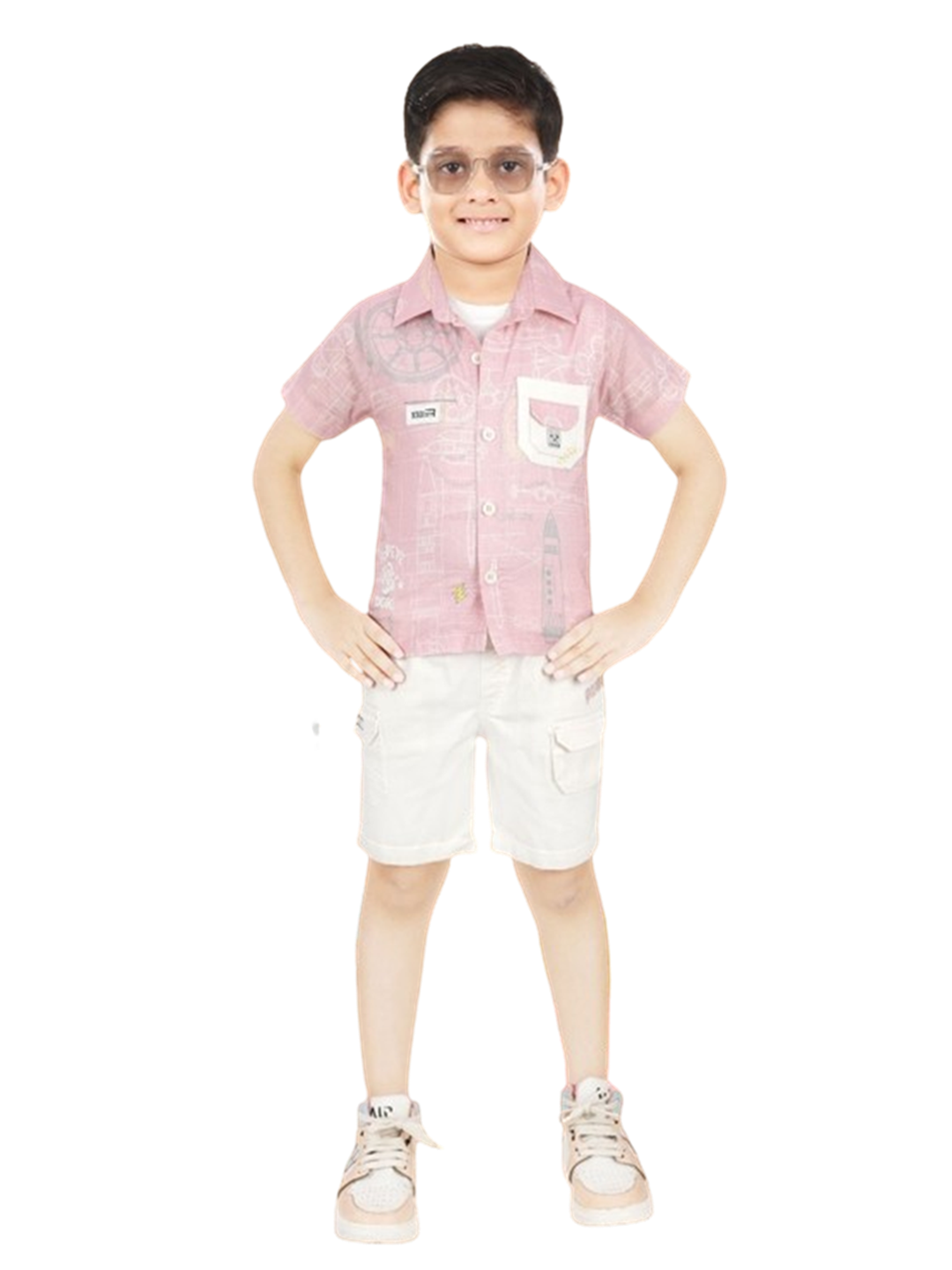 Big Fun Kids Set of 3 Printed Shirt and Shorts with Tshirt