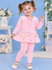 Baby Girls Full Sleeve Frock Top & Bottom Set