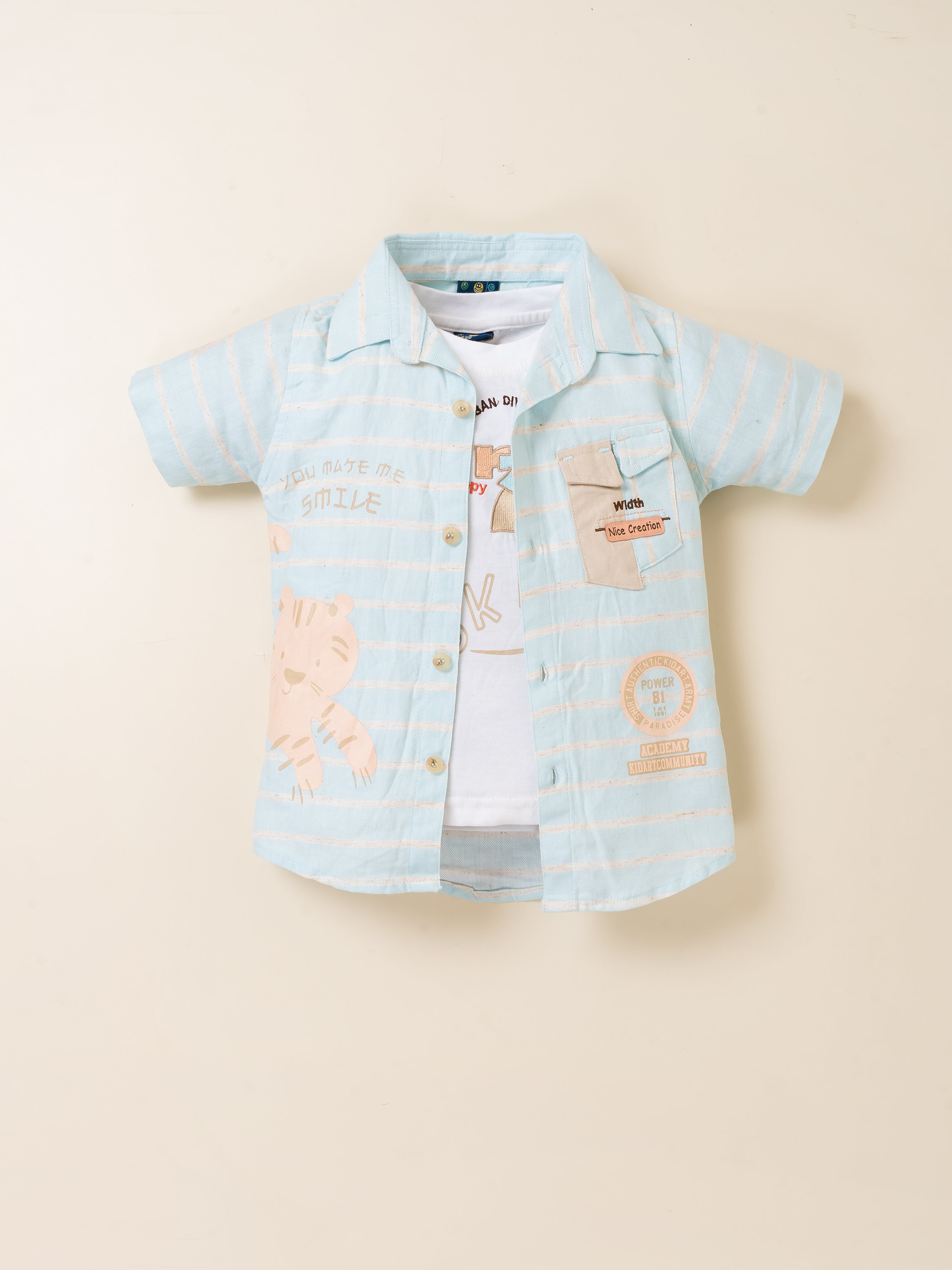 Boys Casual Layered Shirt & Shorts Set