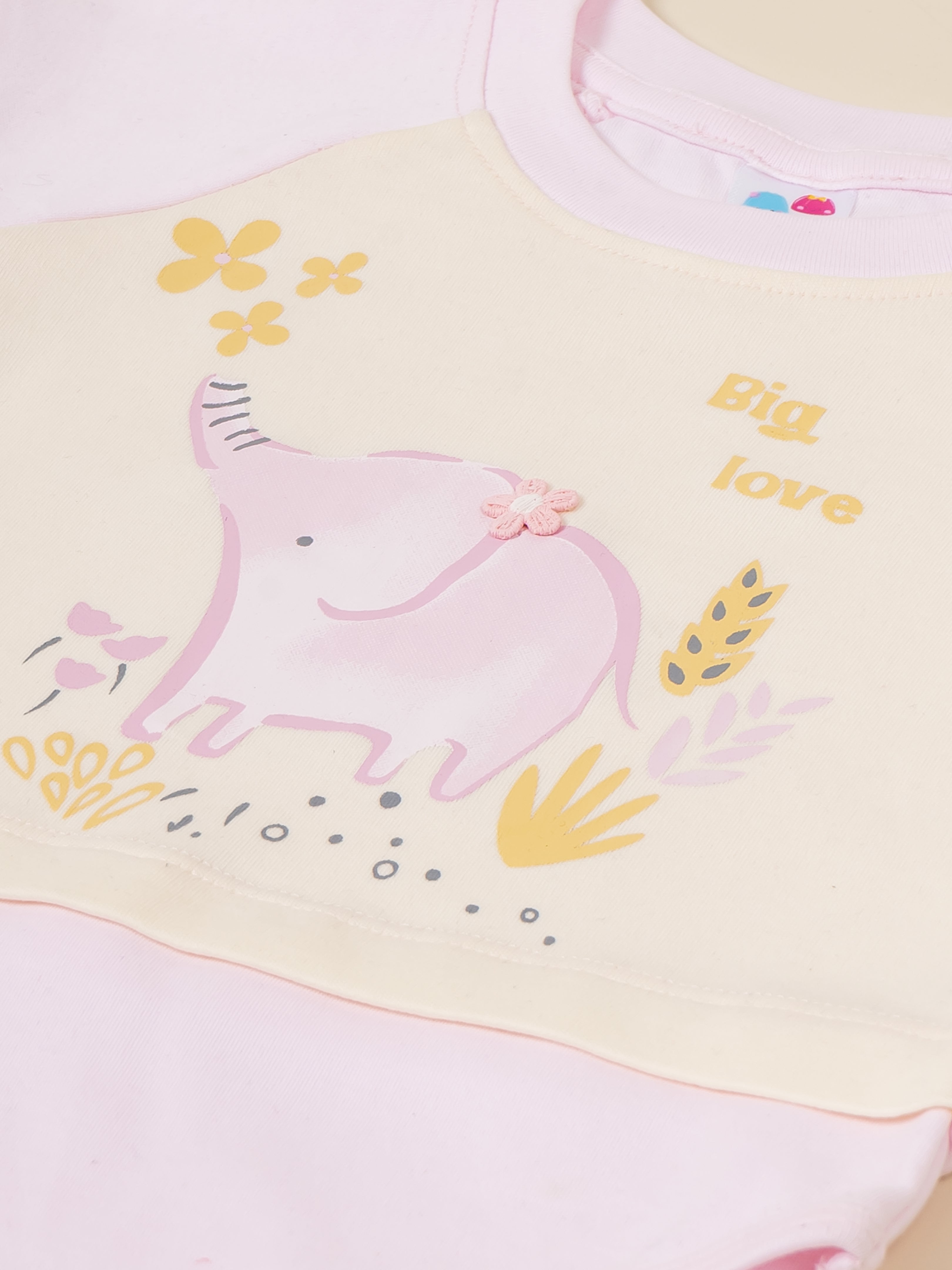 Infant Girl Cotton Top, Bodysuit and Pant Set