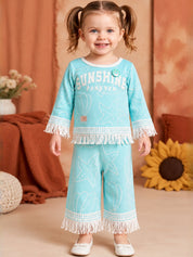 Baby Girls Graphic Printed Top and Matching Pants Set