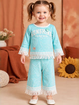 Baby Girls Graphic Printed Top and Matching Pants Set