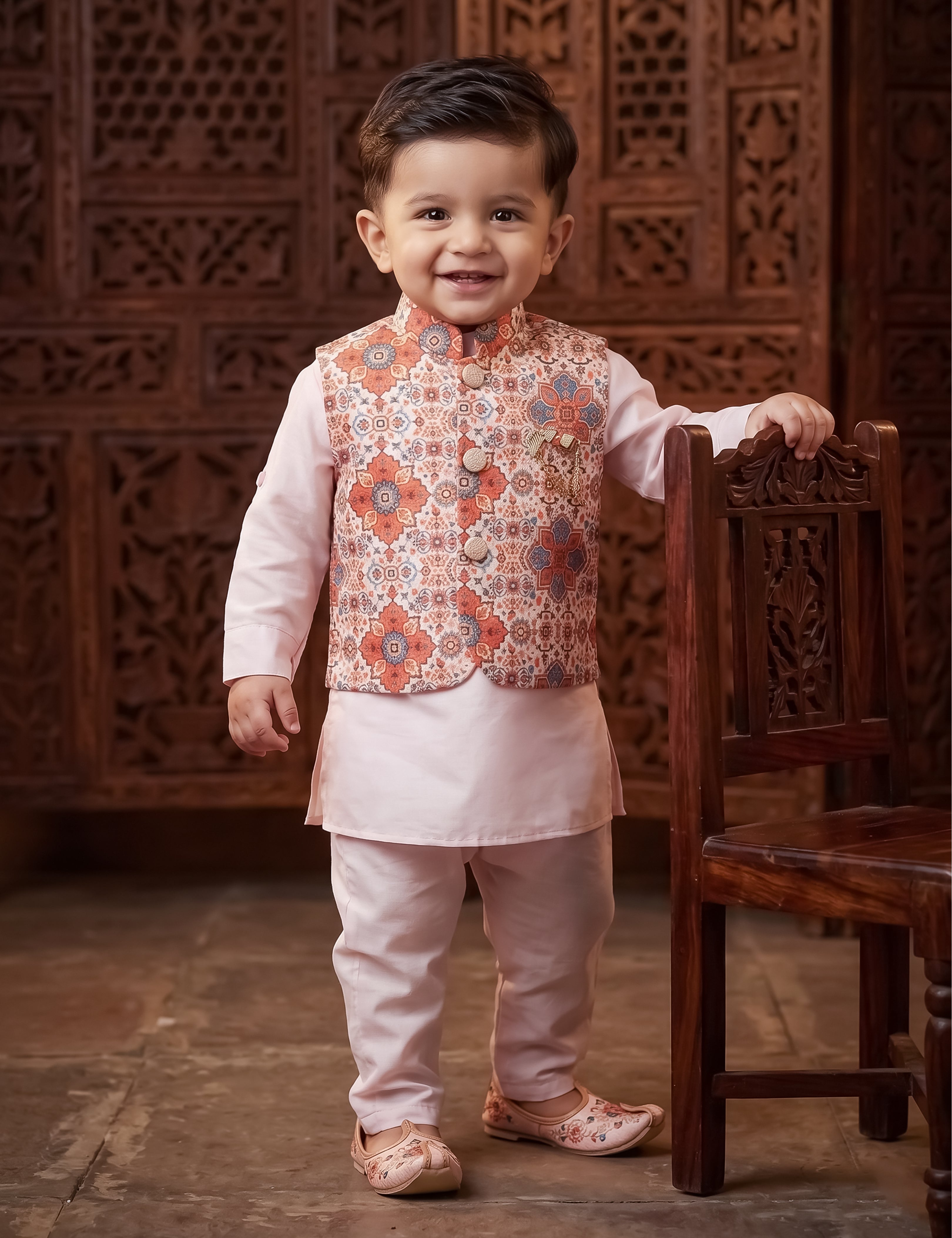 Royal Boys Ethnic Wear with Floral Jacket