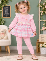 Baby Girls Plaid Frock Top with Leggings Set